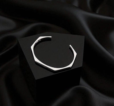 Stainless Steel Hexagon Cuff Bangle 2 Sets